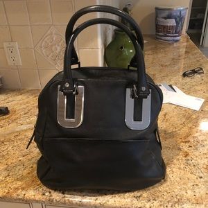 Black leather Longchamp handbag